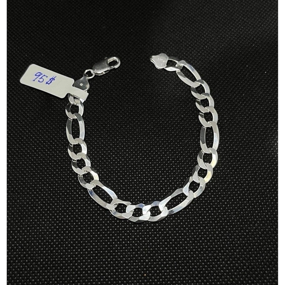 Esclava De Plata 925 Con Tejido Fígaro, 925 Sterling Silver Figaro Bracelet 8 In